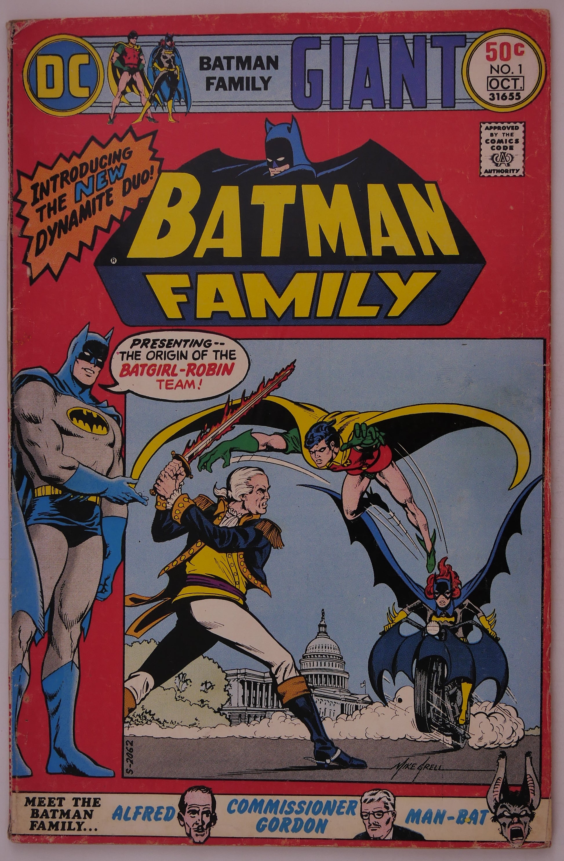 Batman Family #1 DC Comics 1975 featuring Batgirl Robin team-up and Batman Family debut issue cover