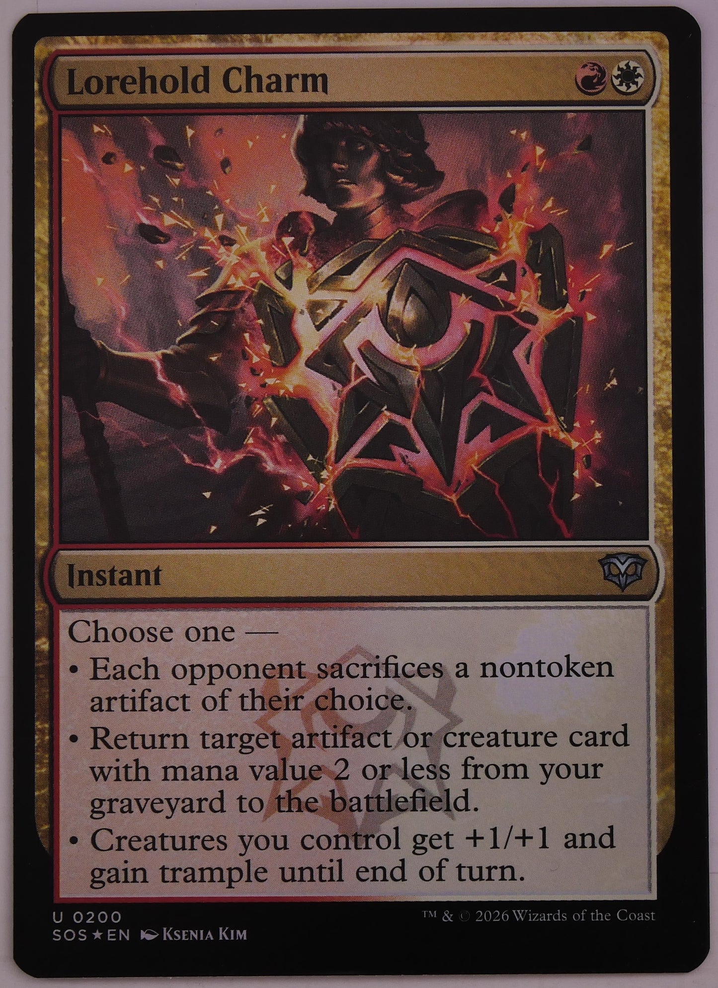 Lorehold Charm SOS #200 Foil Finish from Secrets of Strixhaven.