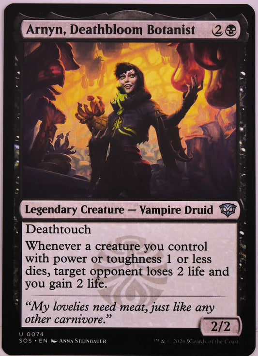 Arnyn, Deathbloom Botanist SOS 74 regular finish MTG Aristocrats Commander card from DM Vault Co.
