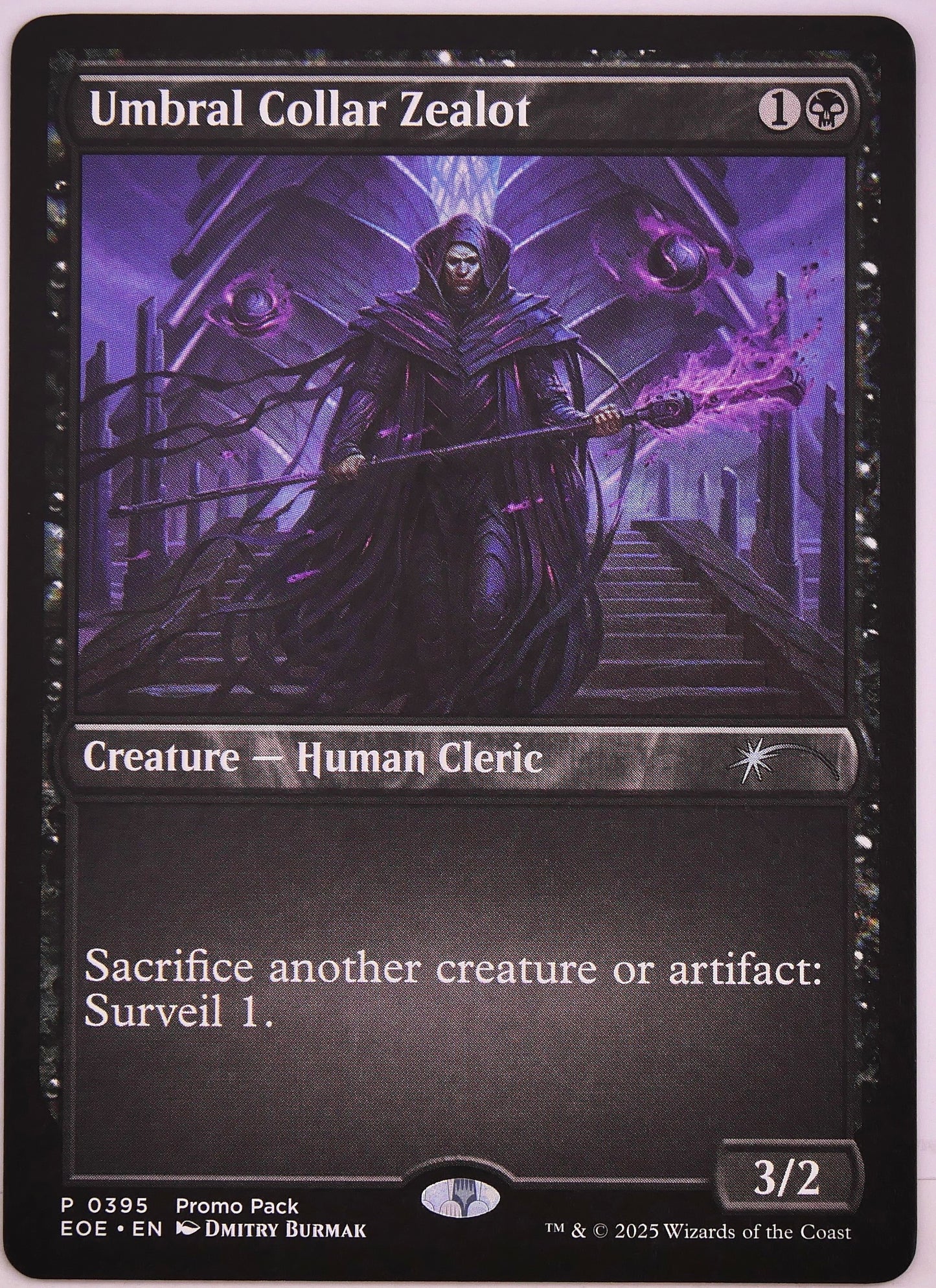 Umbral Collar Zealot EOE Promo Showcase MTG Human Cleric with sacrifice outlet and Aristocrats synergies from Edge of Eternities Promo Pack | DM Vault Co