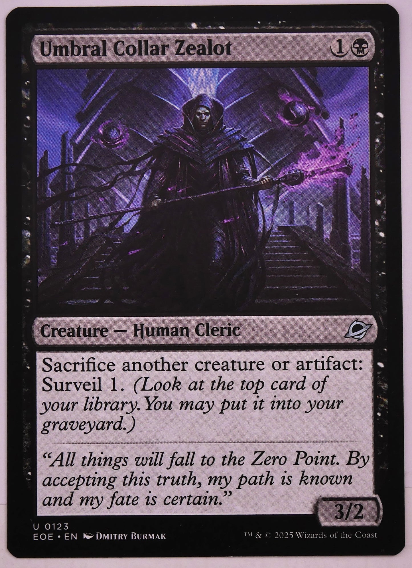 Umbral Collar Zealot EOE 123 MTG Human Cleric featuring sacrifice outlet and Aristocrats synergies from Edge of Eternities | DM Vault Co