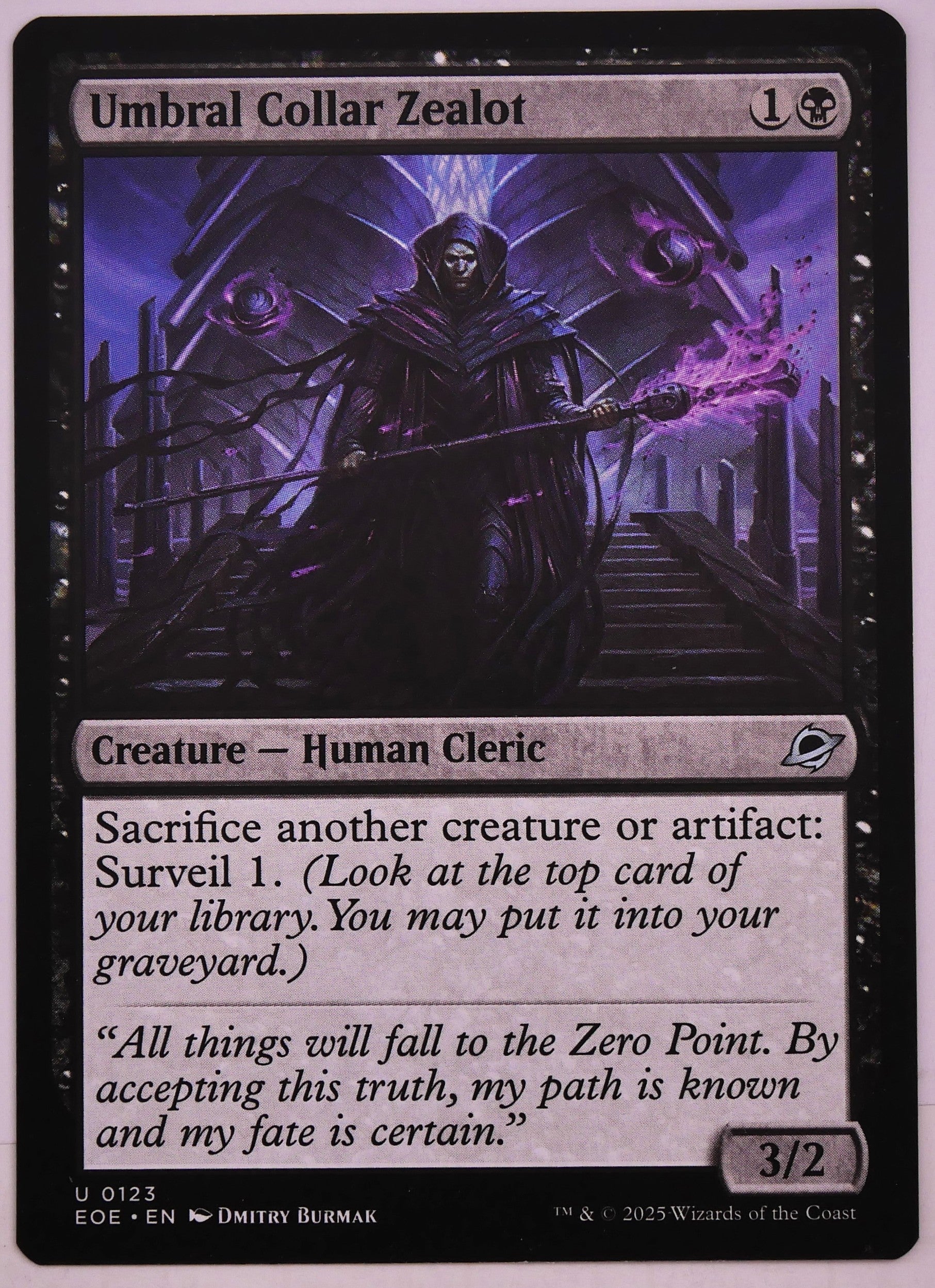 Umbral Collar Zealot EOE 123 MTG Human Cleric featuring sacrifice outlet and Aristocrats synergies from Edge of Eternities | DM Vault Co
