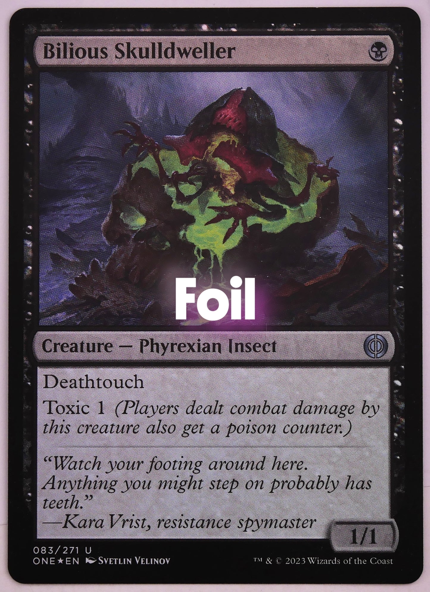 Bilious Skulldweller Foil ONE 83 MTG Phyrexian Insect with Toxic 1 and deathtouch from Phyrexia All Will Be One | DM Vault Co