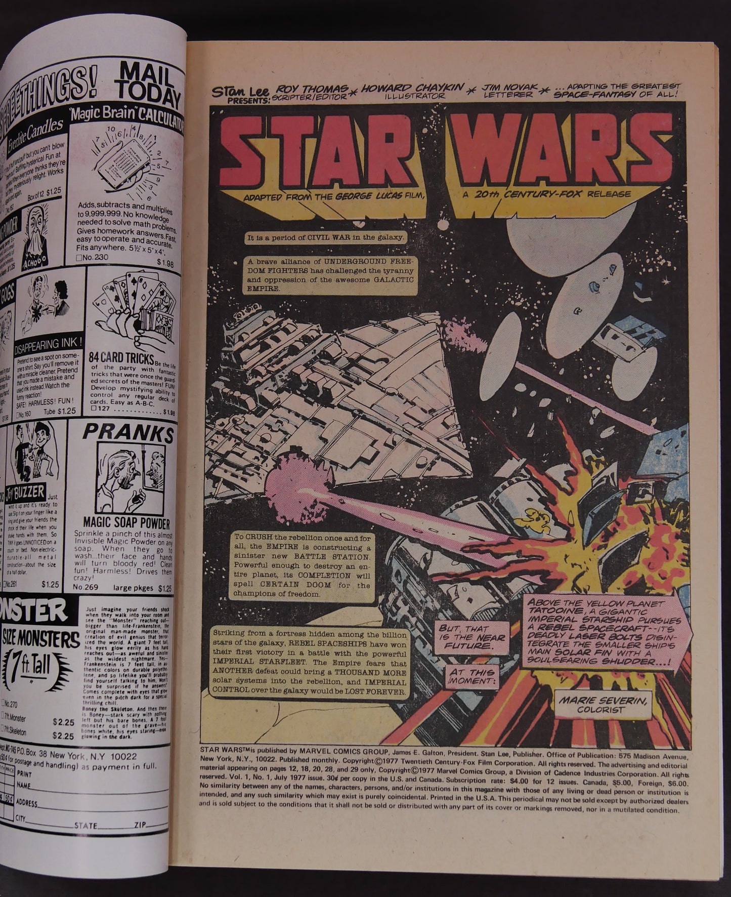 Star Wars #1 30 Cent Variant Marvel 1977 Luke Skywalker Darth Vader
