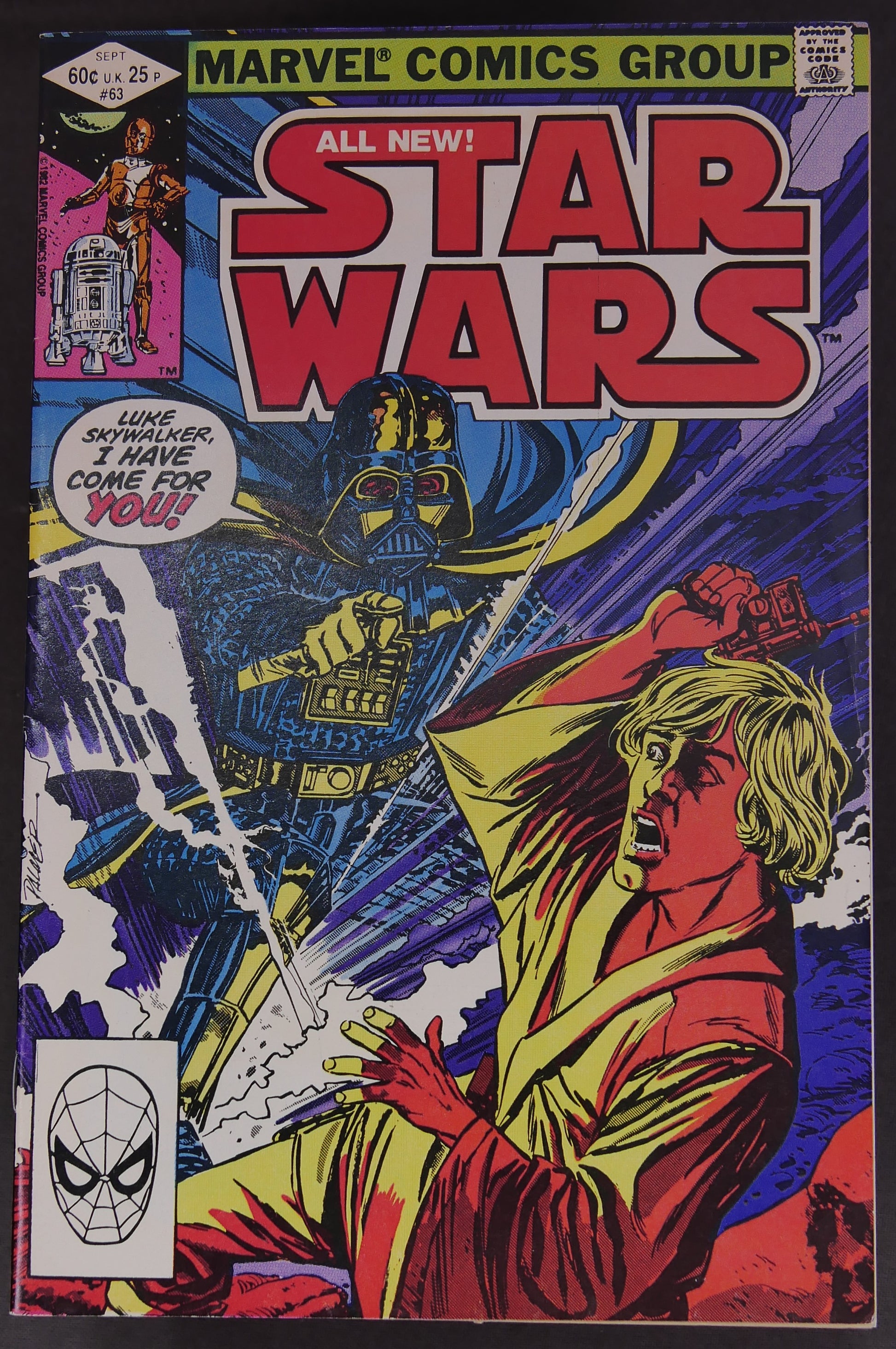 Star Wars #63 (1982) Marvel comic book cover featuring Darth Vader and Luke Skywalker