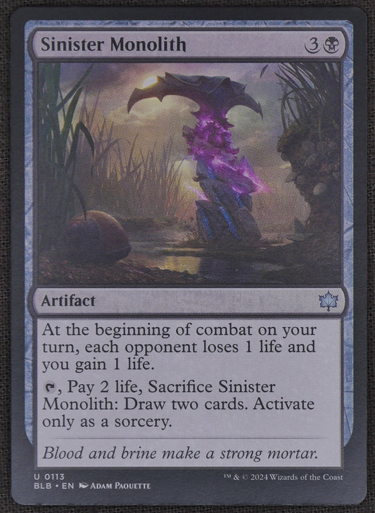 Sinister Monolith BLB #113 Regular from Bloomburrow.