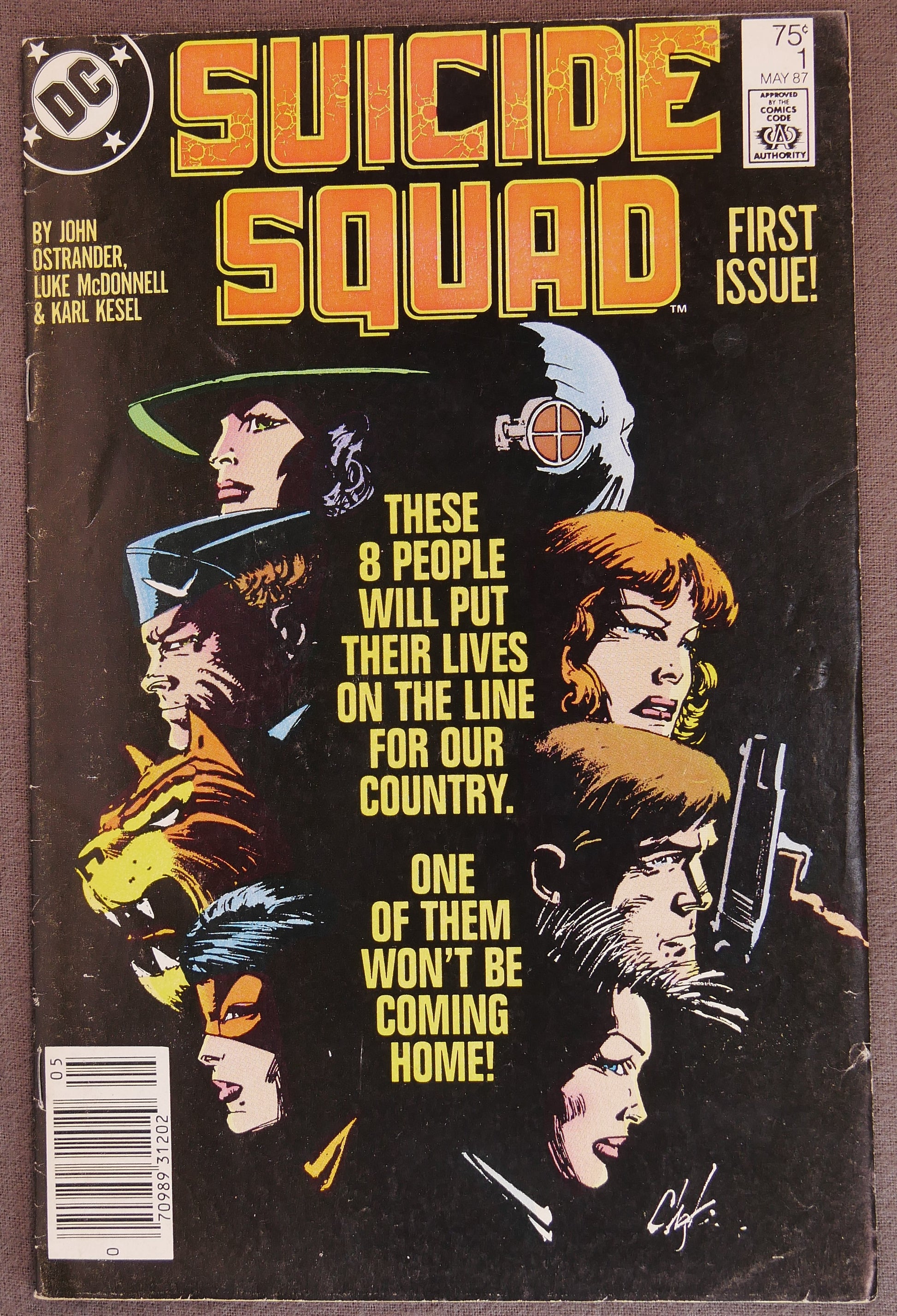 Cover of Suicide Squad #1 from DC Comics published in 1987, featuring the first issue of John Ostrander's Task Force X series and the first appearance of Jihad.