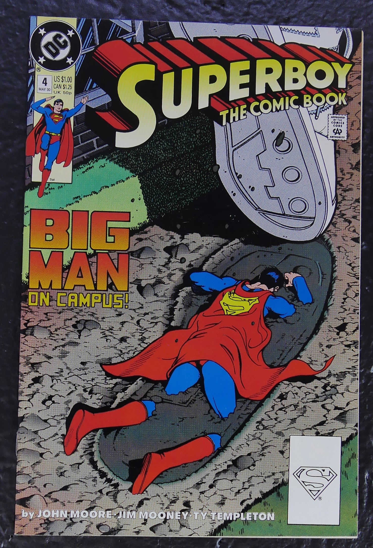 Superboy #4 Direct Edition DC Comics May 1990 Big Man on Campus cover featuring Superboy at Shuster College