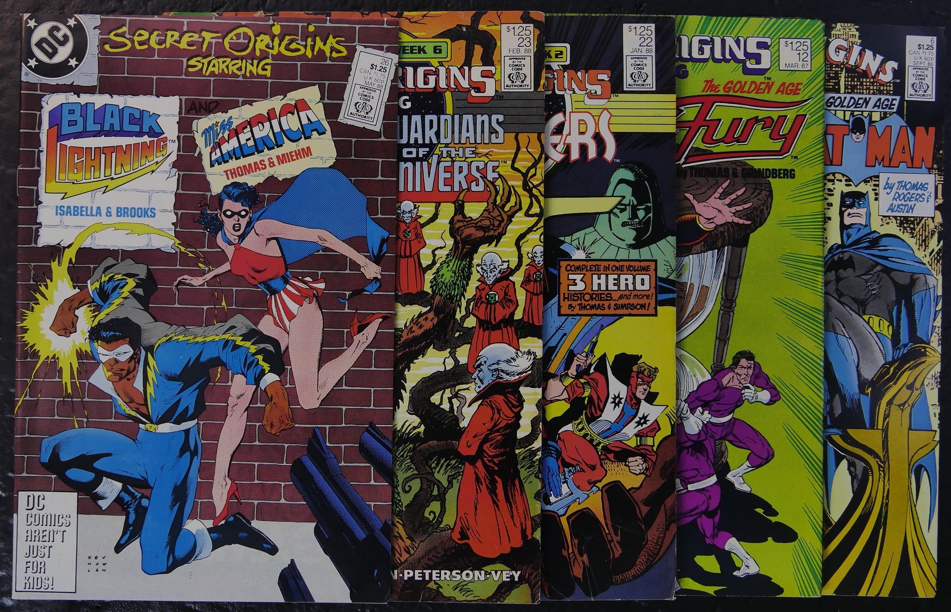Five-comic Secret Origins DC Comics lot featuring issues #12, #22, #23, #26 and #36