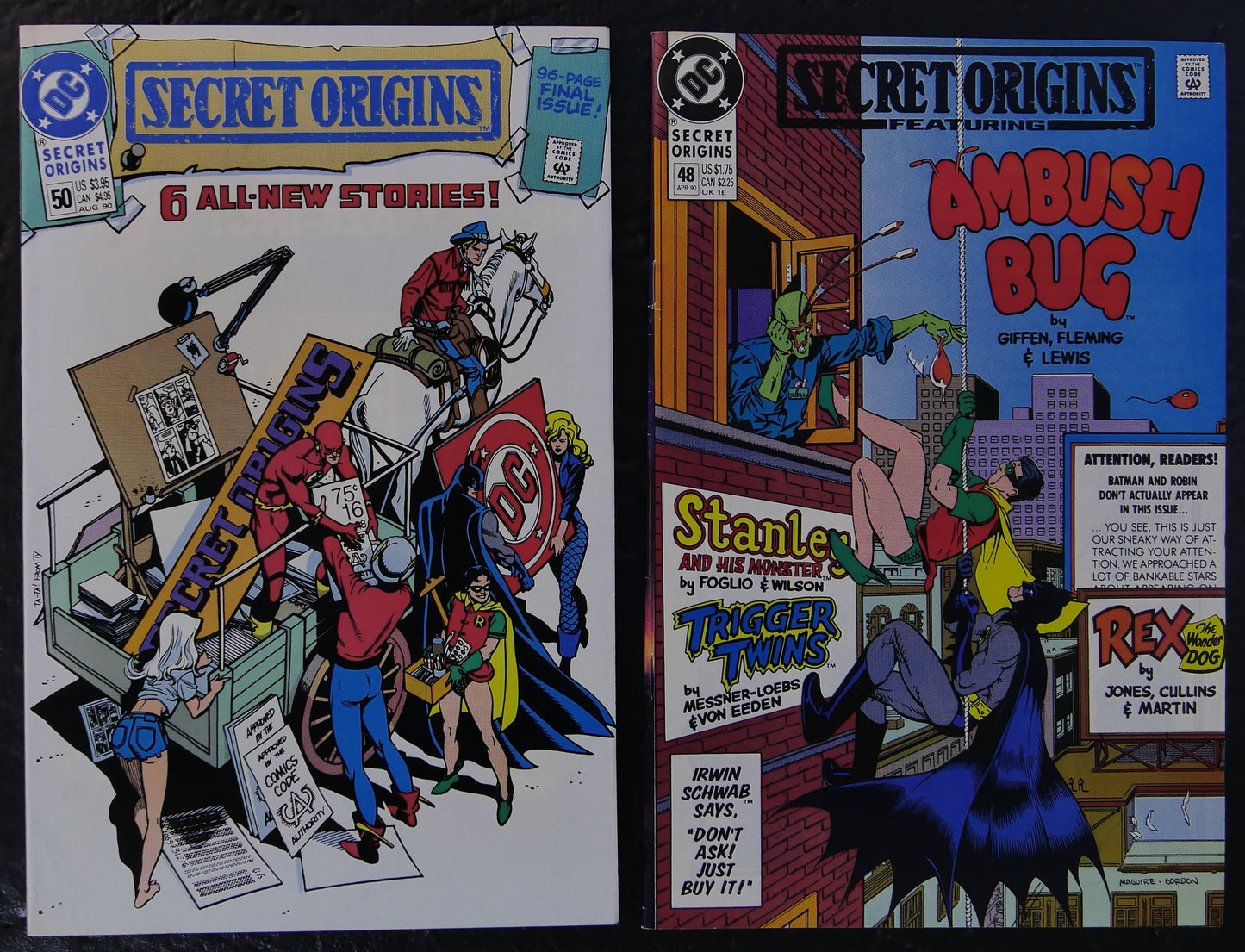 4 Comic Lot Secret Origins #46-47-48-50 DC 1989-1990 Origin Stories