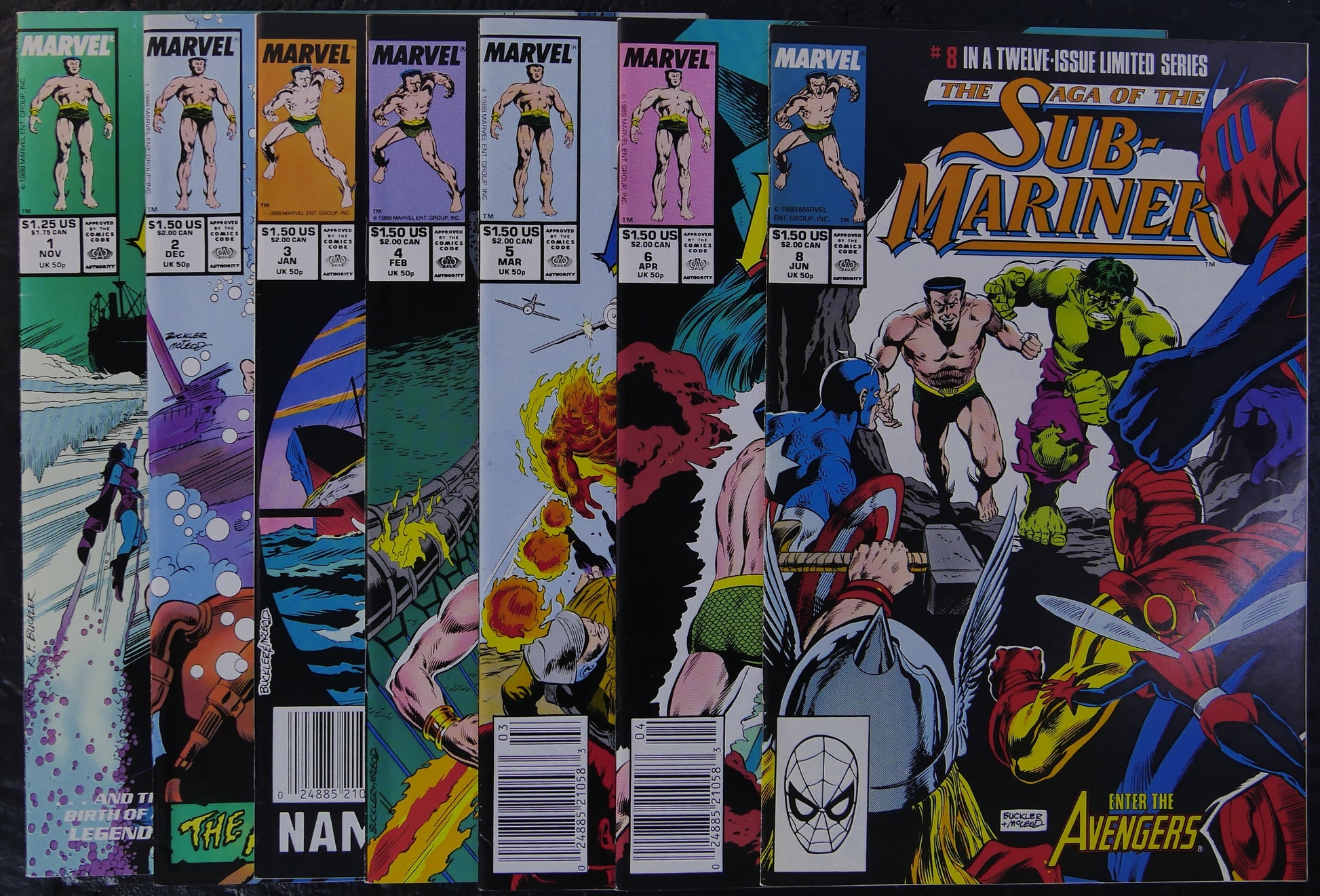 Saga of the Sub-Mariner issues #1 through #6 and #8 Marvel comic lot
