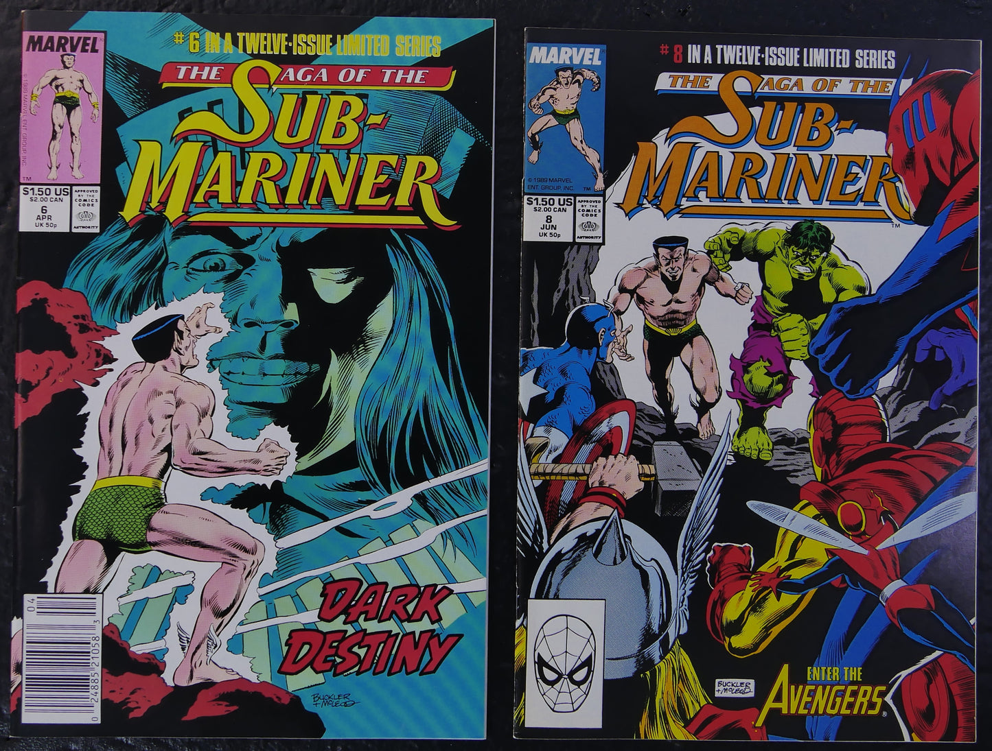 Saga of the Sub-Mariner #1-6 & #8 Comic Lot Marvel 1988 Namor Avengers