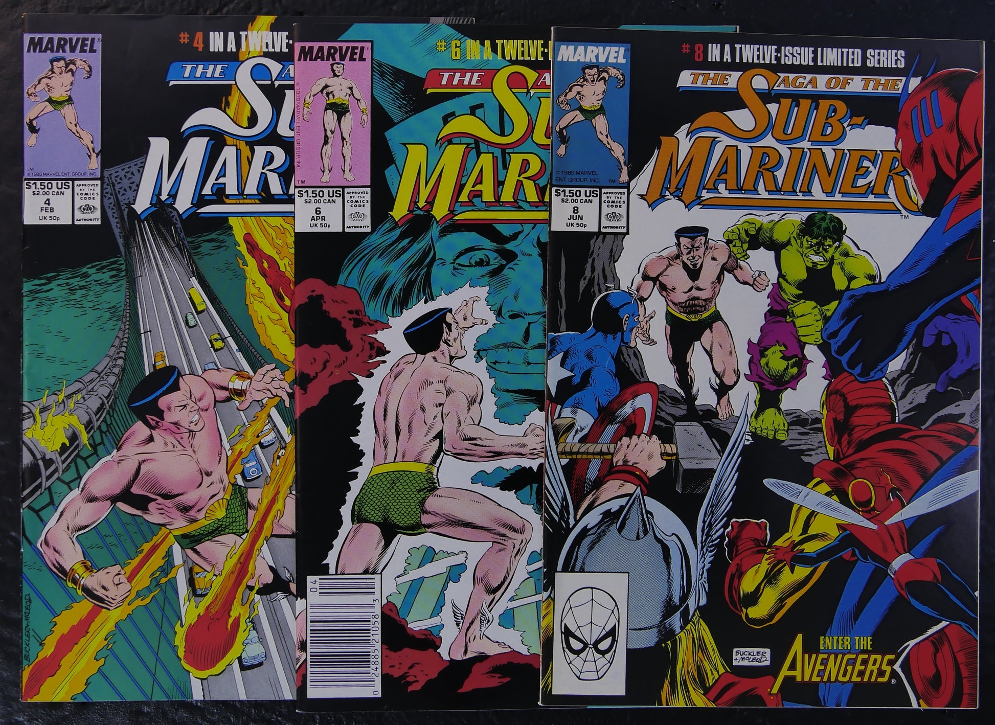 Saga of the Sub-Mariner issues #4 #6 and #8 Marvel comic lot from 1989