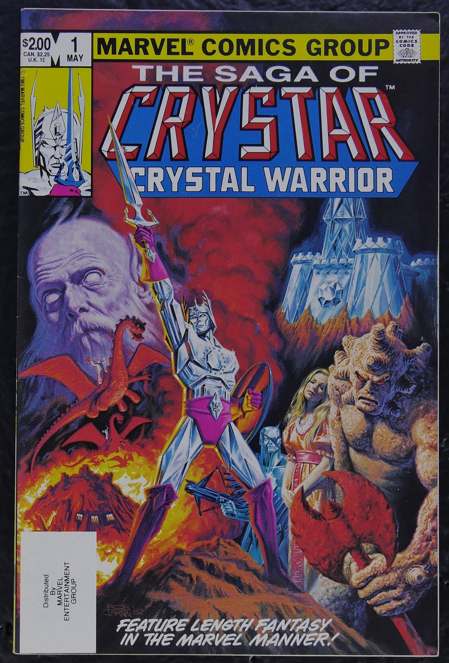 The Saga of Crystar Crystal Warrior #1 (1983) Marvel comic book cover featuring Crystar
