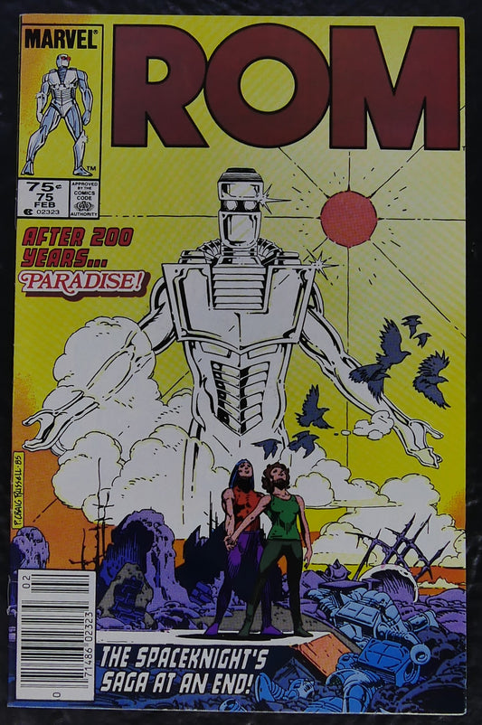 ROM #75 Marvel Comics final issue comic book cover featuring ROM and Brandy Clark