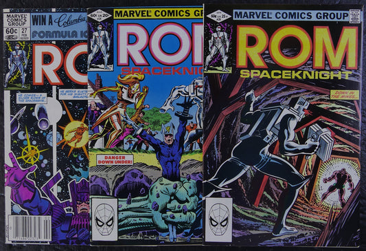 ROM #27-29 (1982) Marvel Comics three-comic lot featuring Galactus, Starshine and Missing Link