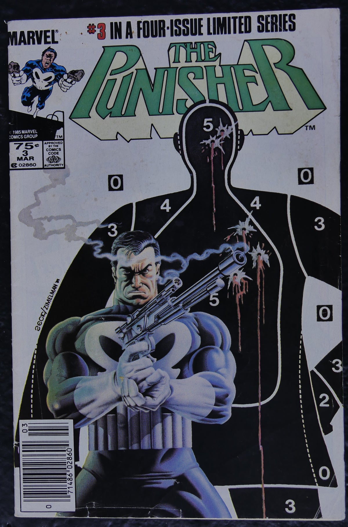 The Punisher #3 (1986) Marvel newsstand comic cover by Mike Zeck and Phil Zimelman
