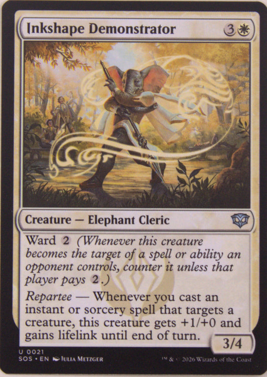 Inkshape Demonstrator MTG card SOS 0021 Elephant Cleric Ward lifelink ability