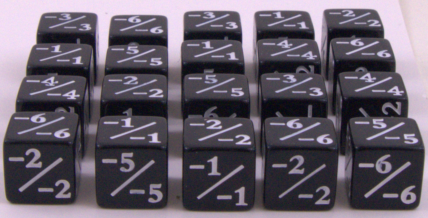 MTG +1/+1 Counter Dice 20pc Black D6 Commander Token Set