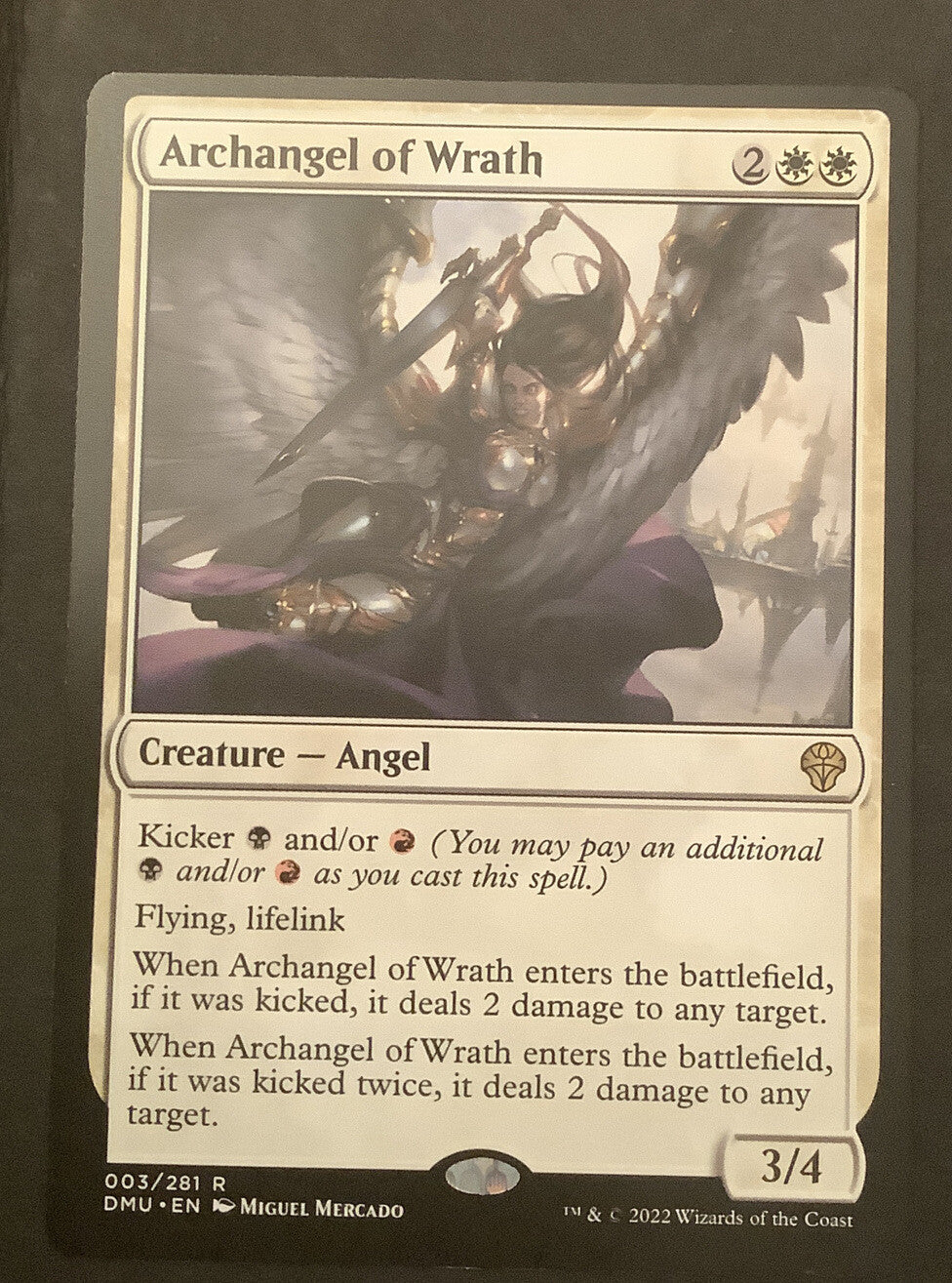 Archangel of Wrath 003/281 Dominaria United rare Angel MTG card