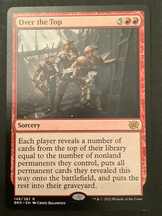 Over the Top MTG card (The Brothers' War BRO 146/287) red rare sorcery close-up

