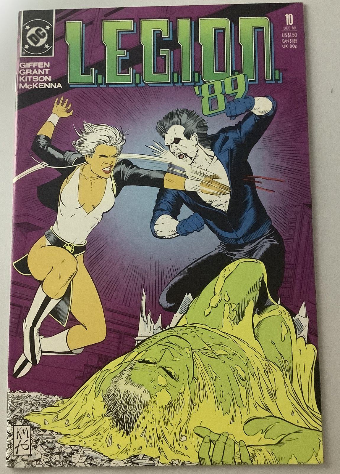 Cover of L.E.G.I.O.N. '89 #10 DC Comics featuring Stealth battling Lobo in a cosmic sci-fi scene.