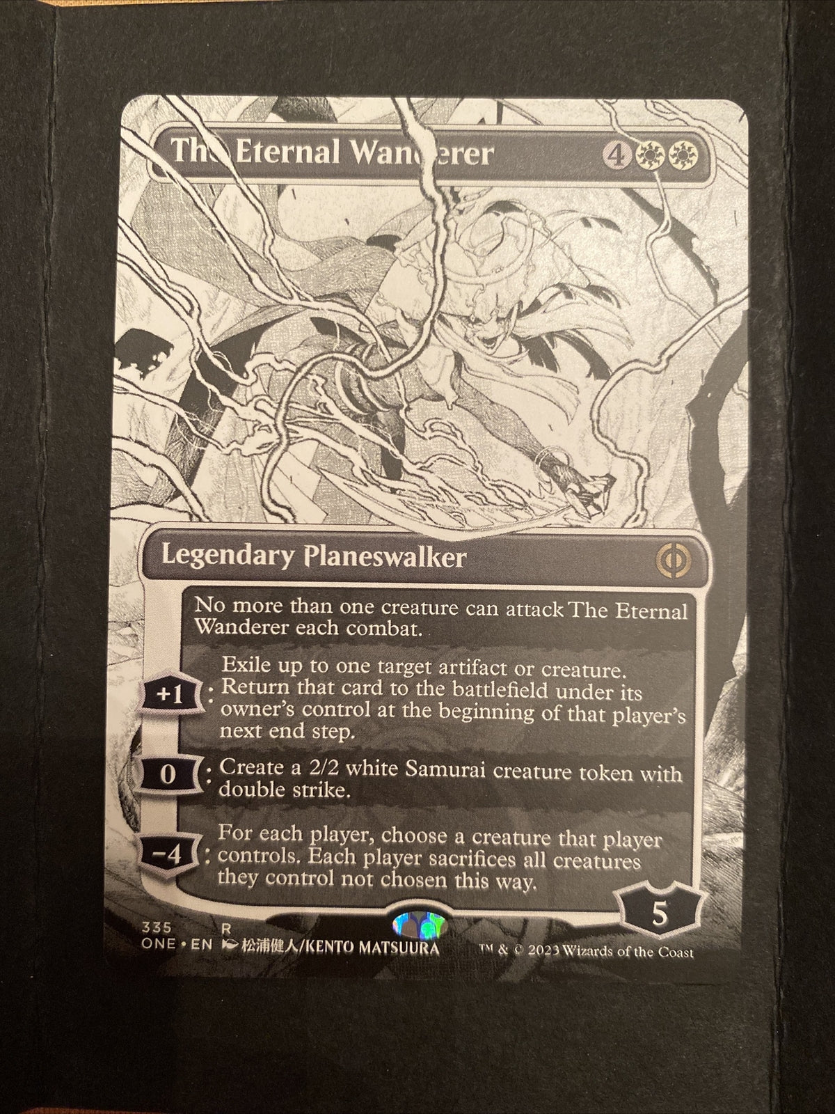 The Eternal Wanderer ONE 335 MTG full art planeswalker black white artwork Phyrexia All Will Be One