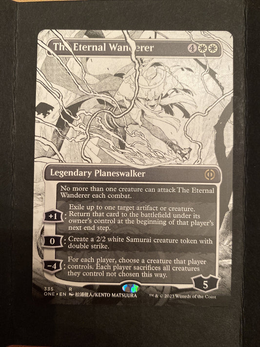 The Eternal Wanderer ONE 335 MTG full art planeswalker black white artwork Phyrexia All Will Be One