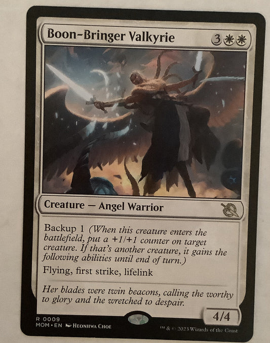 Boon-Bringer Valkyrie MOM 009 MTG angel creature backup flying lifelink card