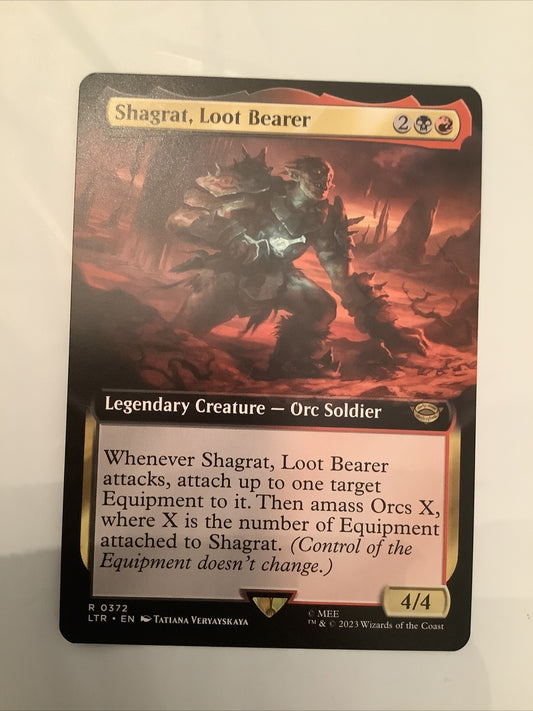 Shagrat Loot Bearer extended art MTG LTR 372 Orc Equipment Amass card from DM Vault Co