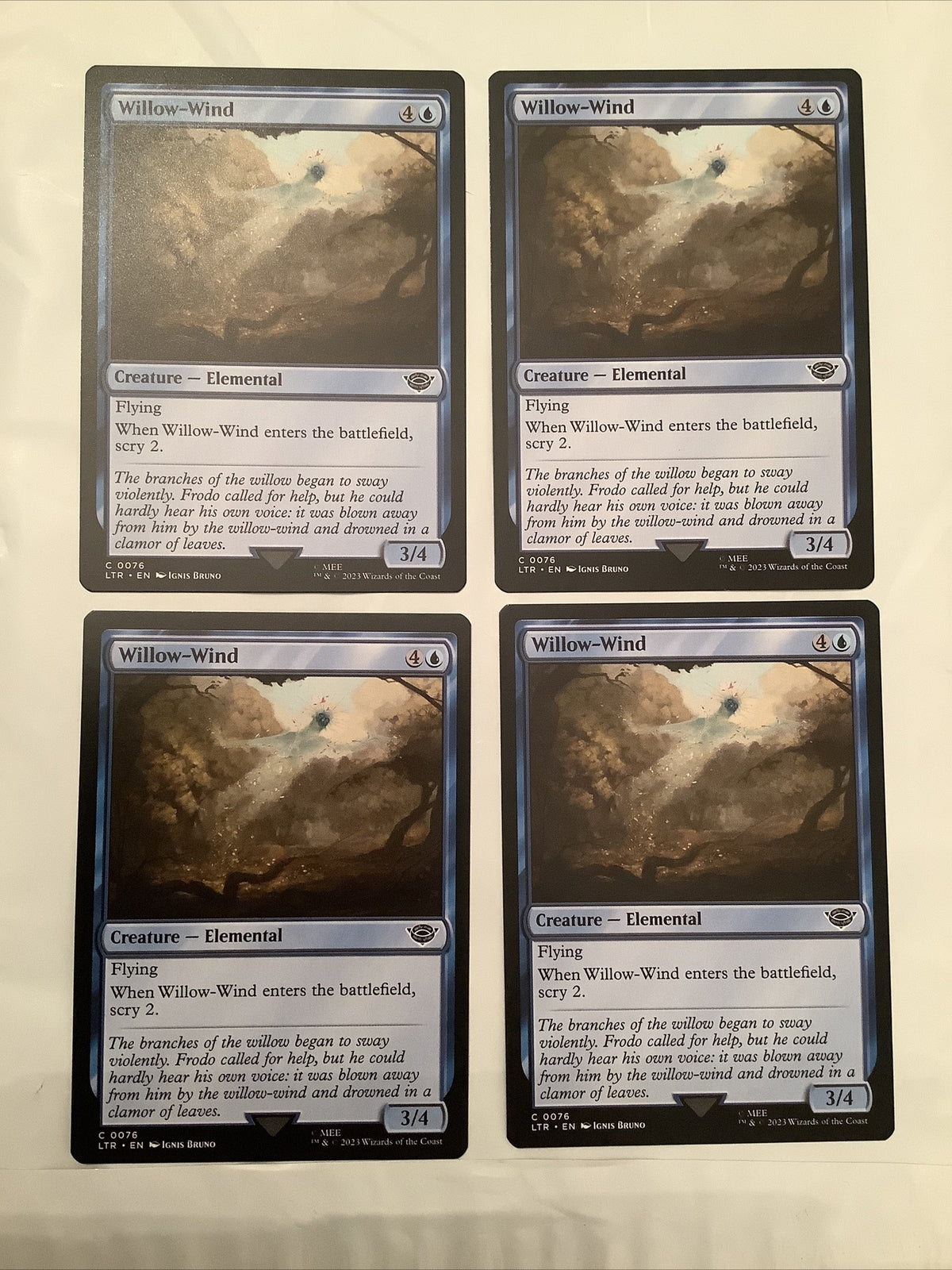 Willow-Wind LTR 0076 Magic the Gathering Elemental creature card playset of four.