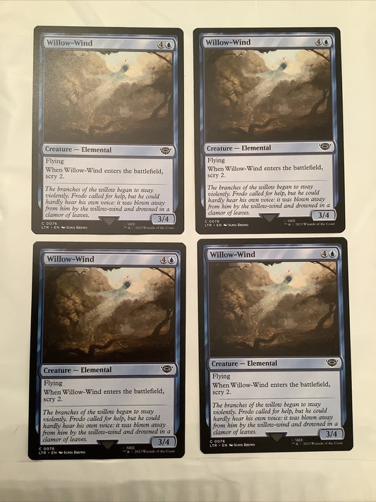Willow-Wind LTR 0076 Magic the Gathering Elemental creature card playset of four.