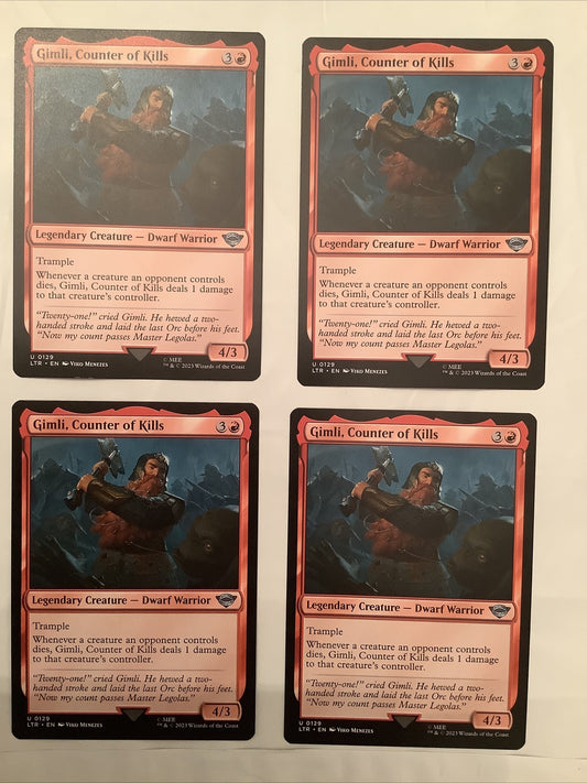 Four Gimli Counter of Kills LOTR 0129 uncommon cards Magic the Gathering