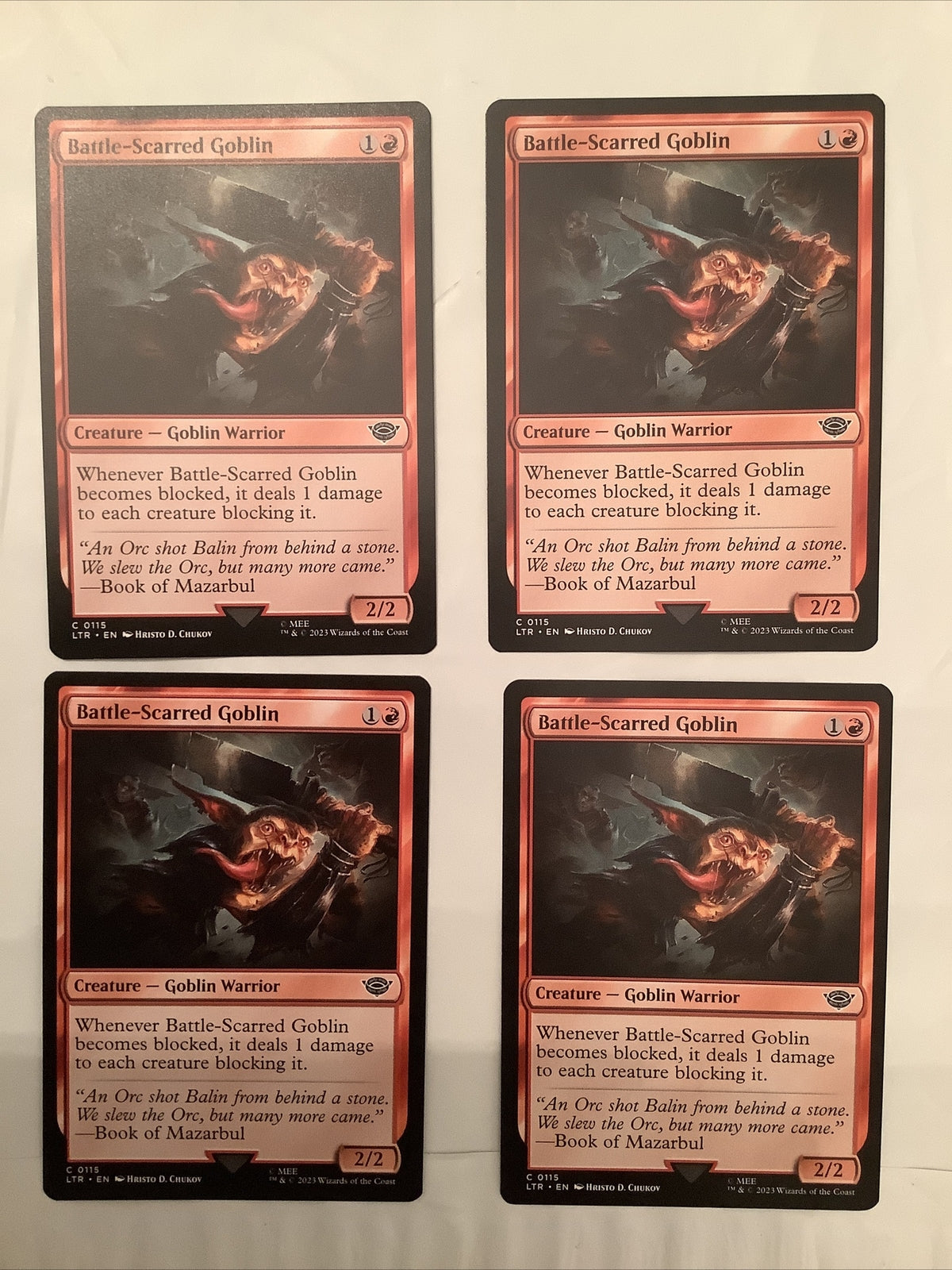 Battle-Scarred Goblin x4 MTG LTR 115 combat punish goblin playset from DM Vault Co