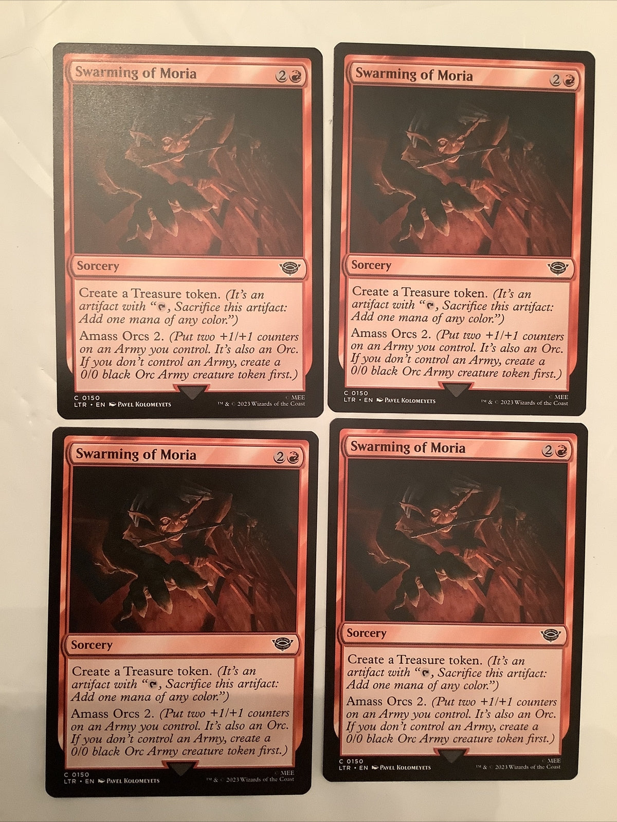Swarming of Moria x4 MTG LTR 150 Amass Orcs Treasure playset from DM Vault Co