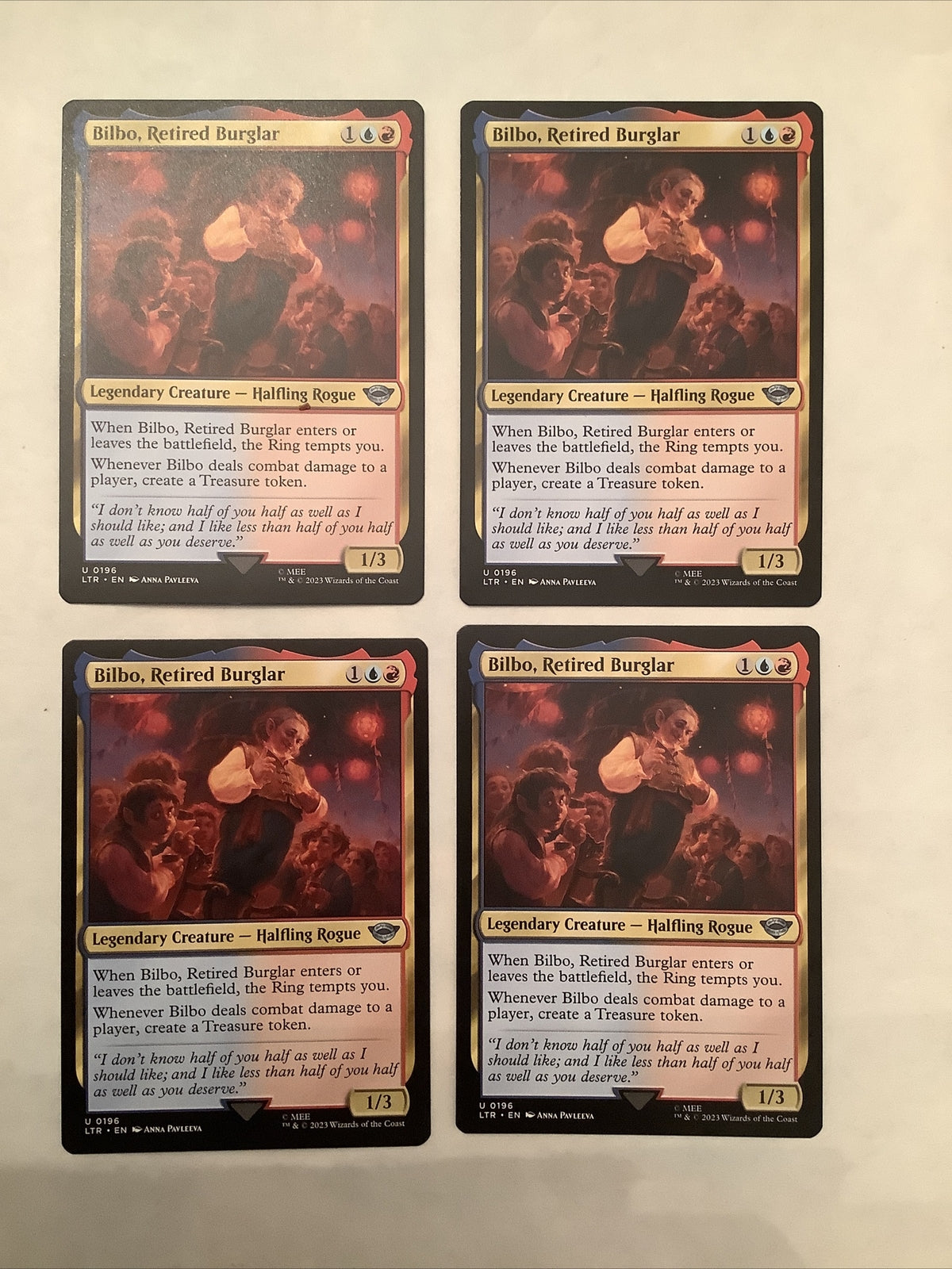 Bilbo Retired Burglar x4 MTG LTR 196 treasure trigger rogue playset from DM Vault Co