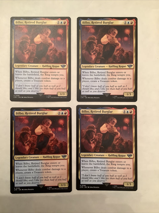 Bilbo Retired Burglar x4 MTG LTR 196 treasure trigger rogue playset from DM Vault Co
