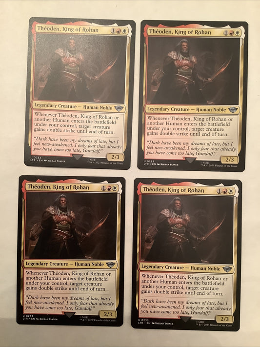 Theoden King of Rohan x4 MTG LTR 233 human double strike playset from DM Vault Co