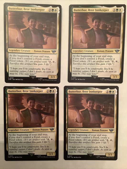 Butterbur Bree Innkeeper x4 MTG LTR 197 food token engine playset from DM Vault Co