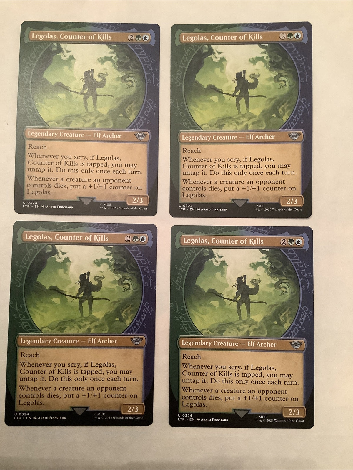 Legolas Counter of Kills x4 showcase MTG LTR 324 scry counter engine playset DM Vault Co