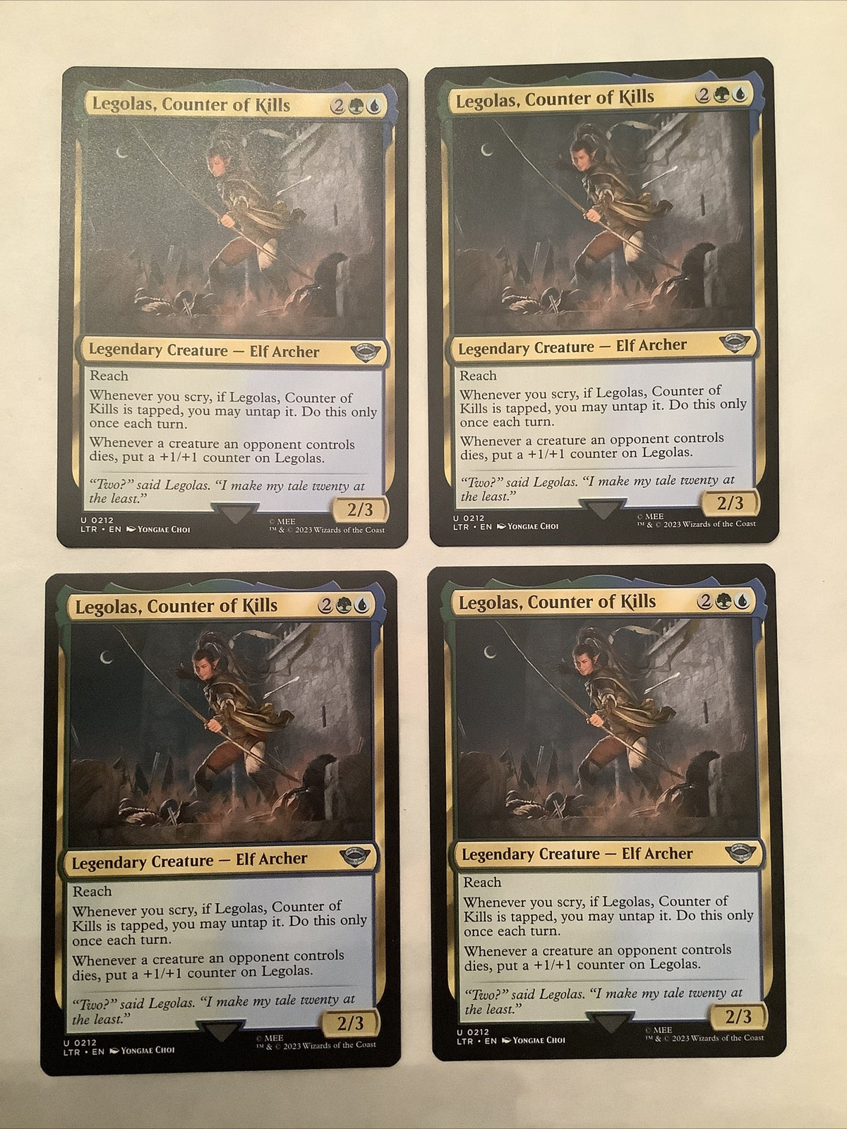 Legolas Counter of Kills x4 MTG LTR 212 scry counter engine playset DM Vault Co