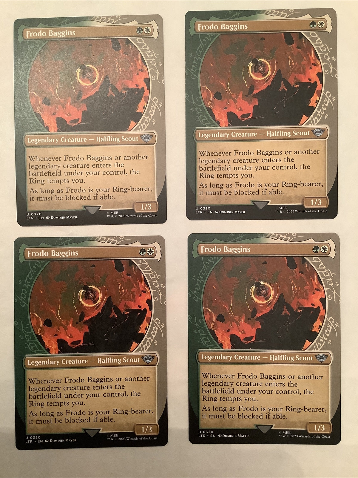 Frodo Baggins Showcase Uncommon 320 LOTR Magic: The Gathering card lot
