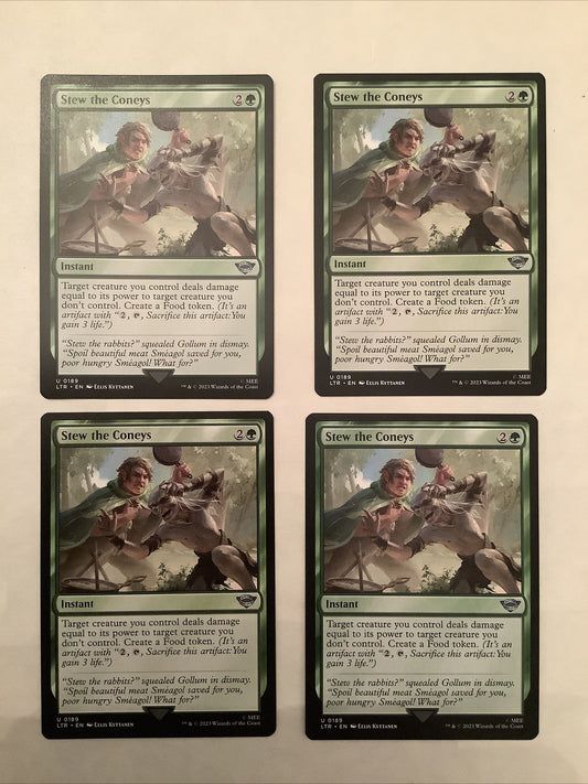 Stew the Coneys x4 MTG LTR 189 fight removal food token playset DM Vault Co