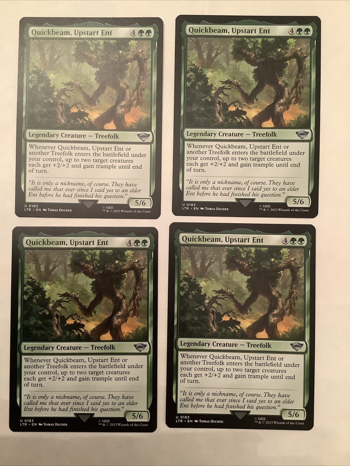 Quickbeam Upstart Ent x4 MTG LTR 183 Treefolk trample buff playset DM Vault Co