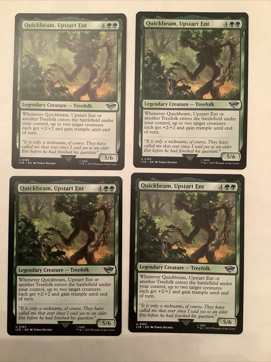 Quickbeam Upstart Ent x4 MTG LTR 183 Treefolk trample buff playset DM Vault Co