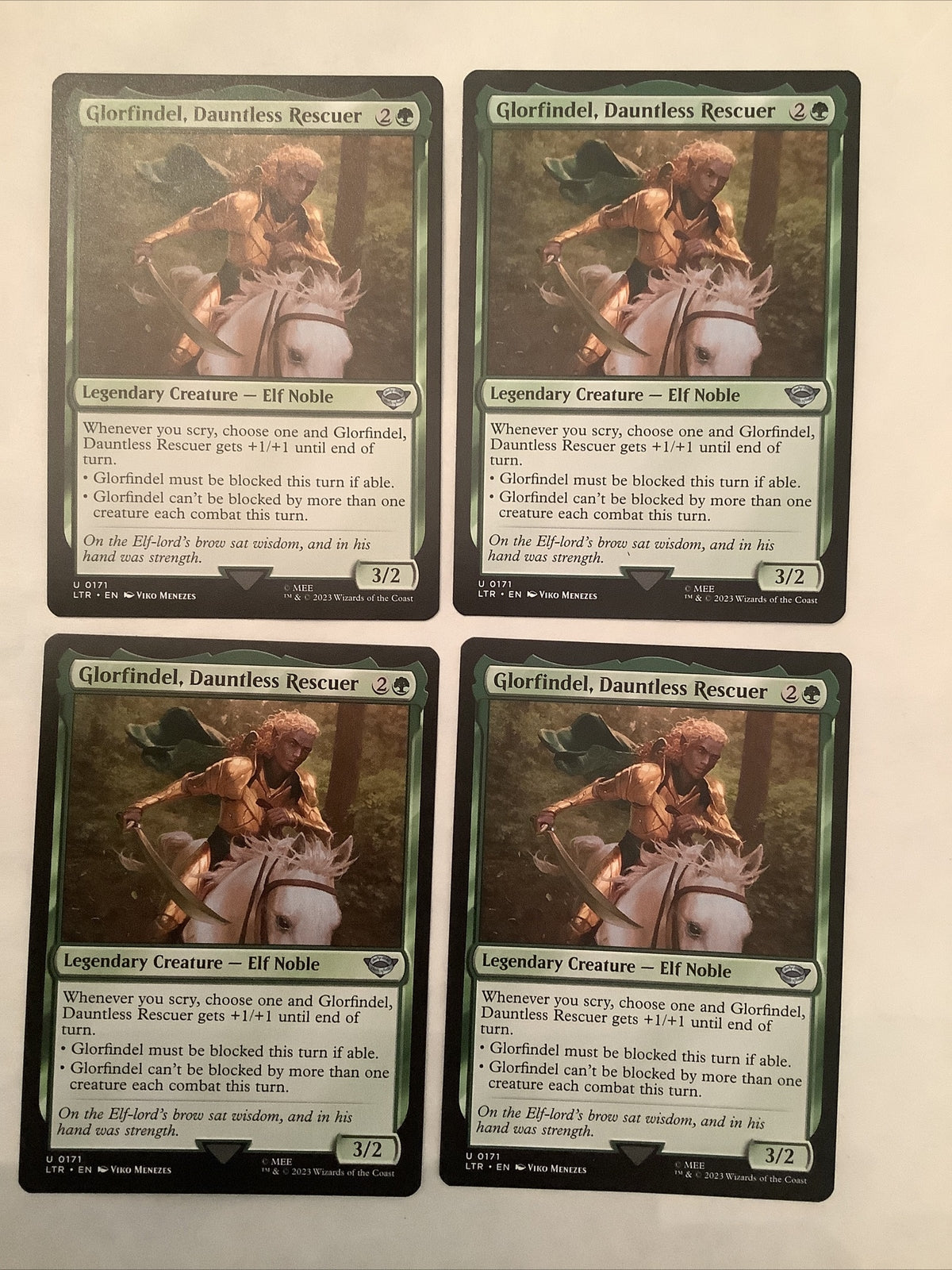 Glorfindel Dauntless Rescuer x4 MTG LTR 171 scry aggro elf playset DM Vault Co