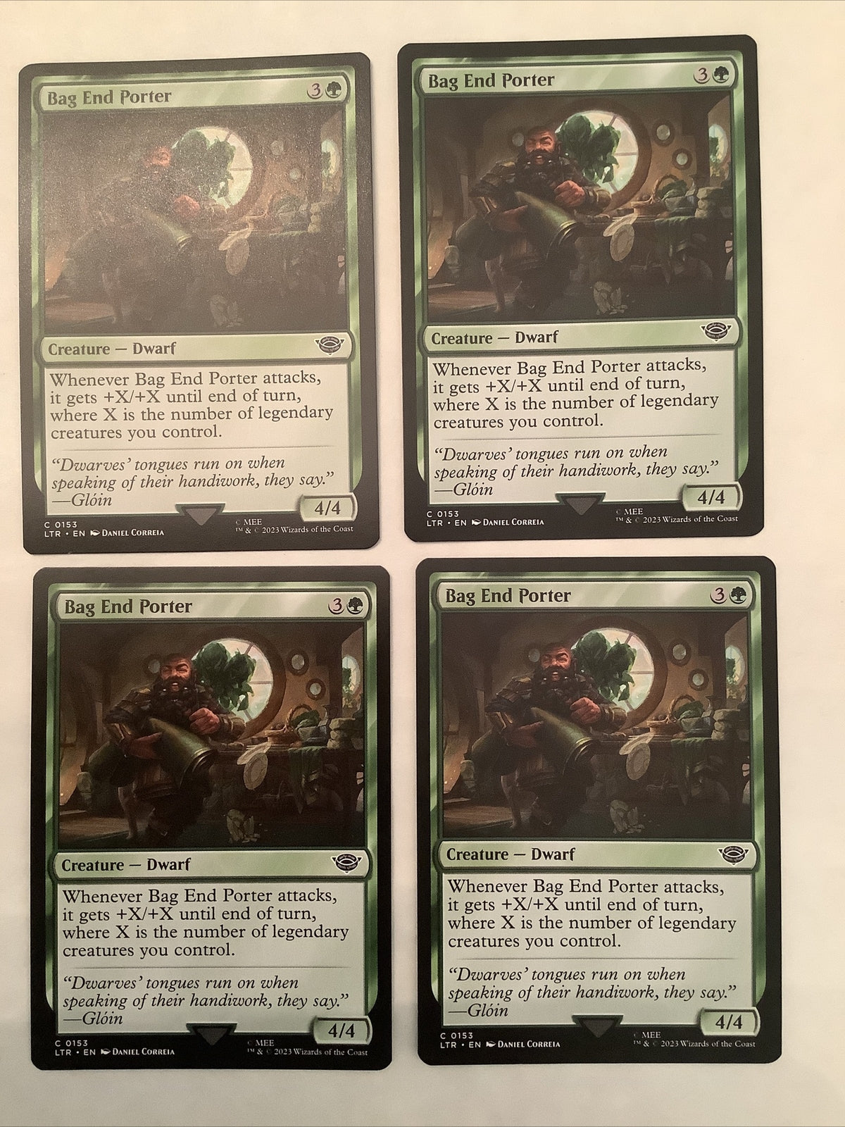 4x Bag End Porter LTR 28 MTG Dwarf Playset