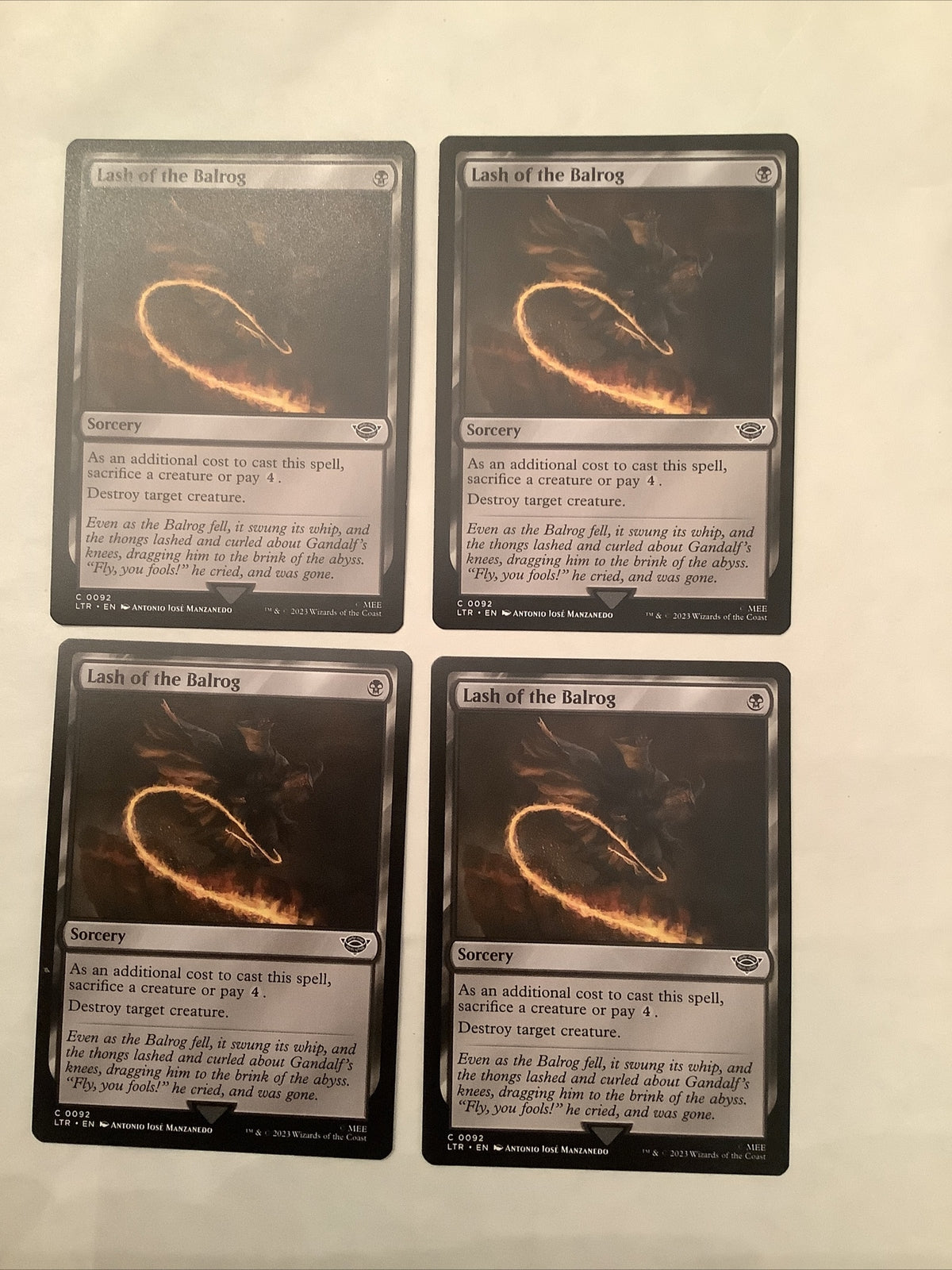 Lash of the Balrog Magic the Gathering Lord of the Rings common sorcery cards