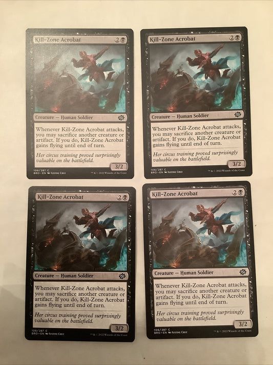 Kill-Zone Acrobat BRO 0106 Magic the Gathering Human Soldier creature card playset of four.