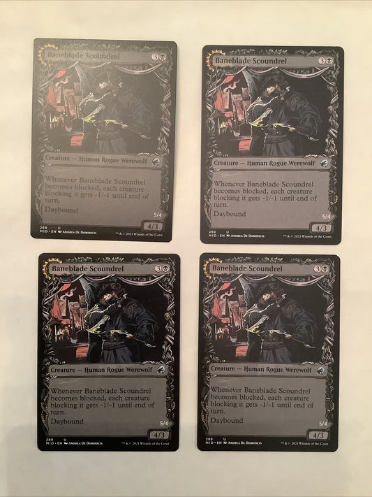 Baneblade Scoundrel Baneclaw Marauder x4 MID 289 MTG double-faced Werewolf playset | DM Vault Co